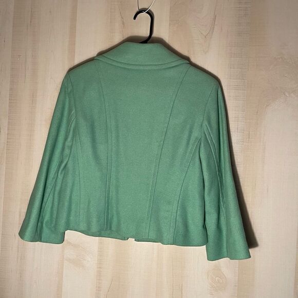 CABi green wool‎ jacket blazer with navy polka dot lining, size medium - Picture 14 of 15